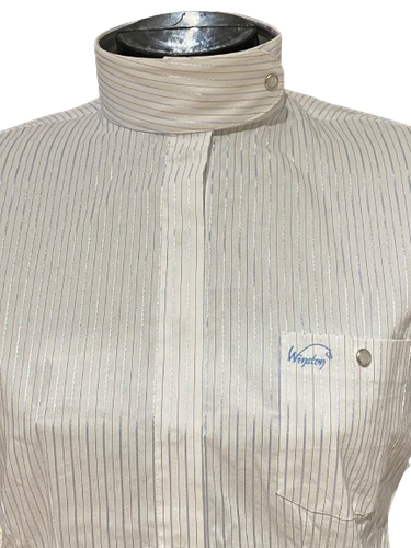 Long-sleeved competition shirt with shiny stripes.